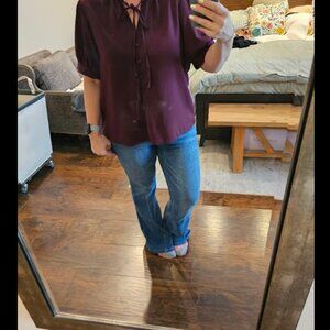 Burgundy tie blouse